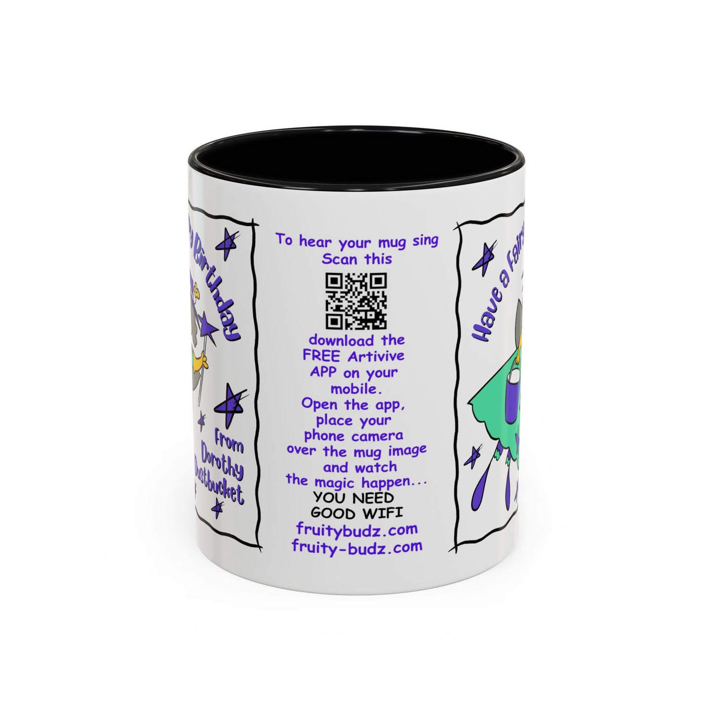 Singing Kids Birthday Mug with Augmented Reality β Dorothy DustBucket Birthday Fairy Mug Aesthetic White Mug Lover Kids Gift accent Coffee Mug (11, 15oz)