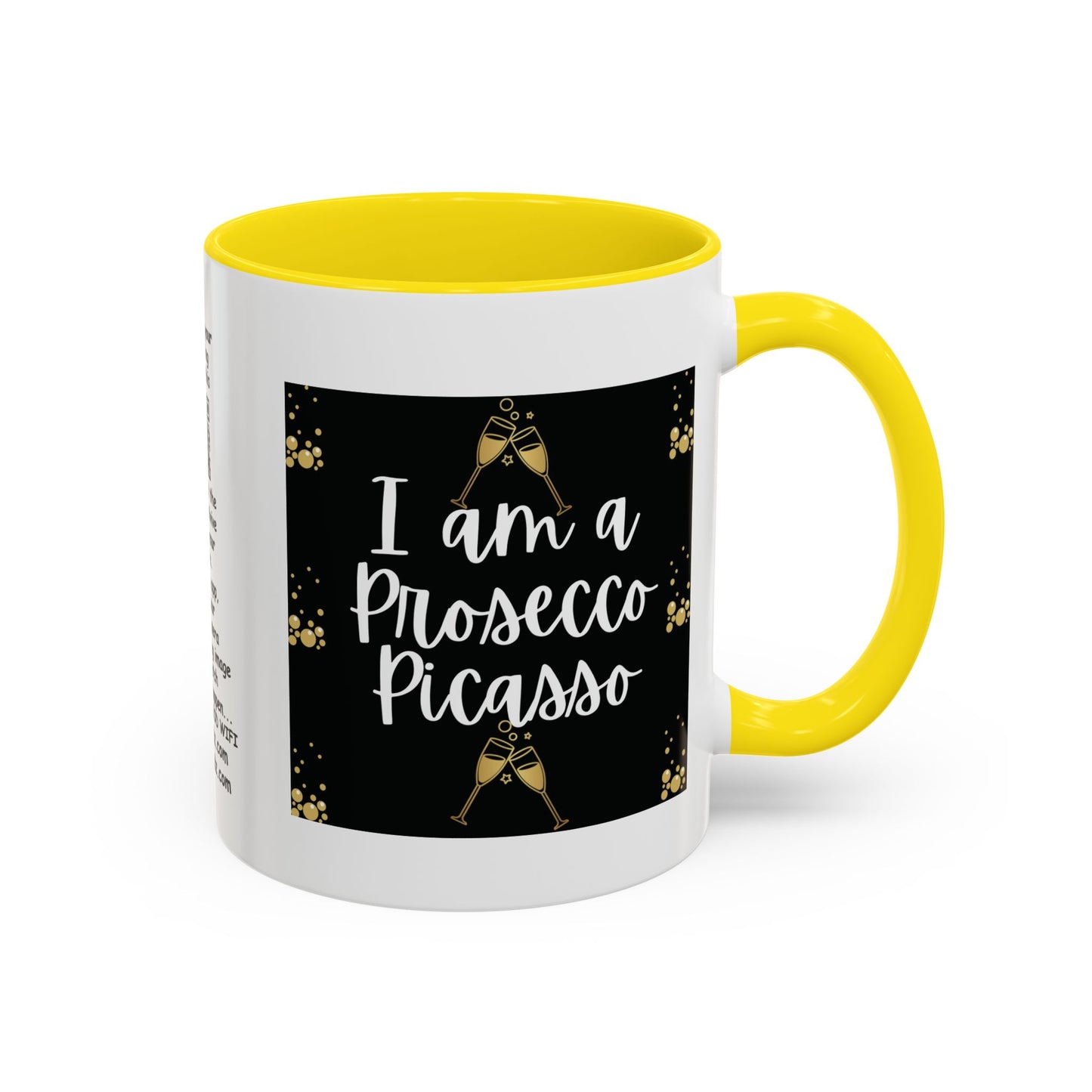 Talking Funny Mug Funny Prosecco Picasso Lover Mug Limerick Girlie Mug Funny Animating Mug Handmade Ceramic Coffee Mug girl Christmas gift accent Coffee Mug (11, 15oz)