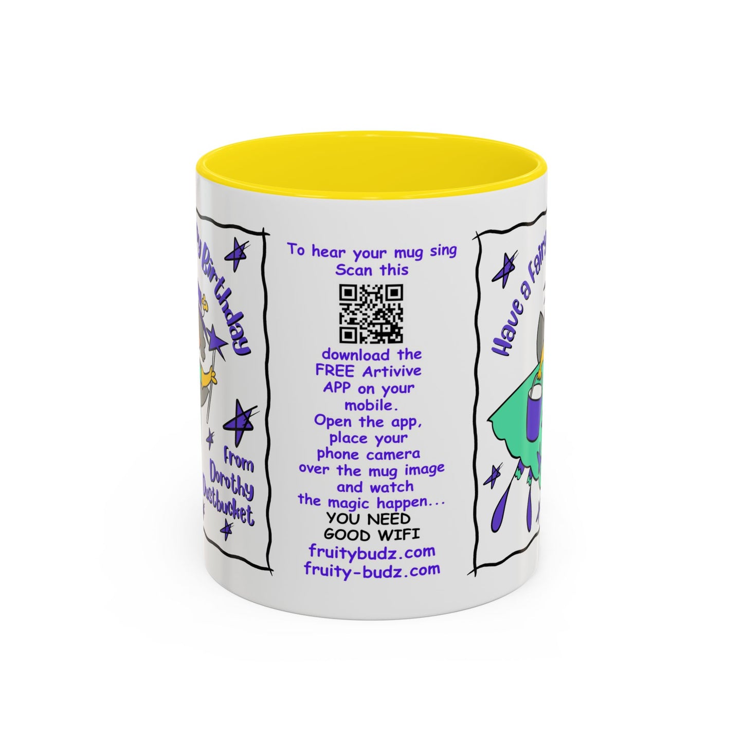 Singing Kids Birthday Mug with Augmented Reality β Dorothy DustBucket Birthday Fairy Mug Aesthetic White Mug Lover Kids Gift accent Coffee Mug (11, 15oz)