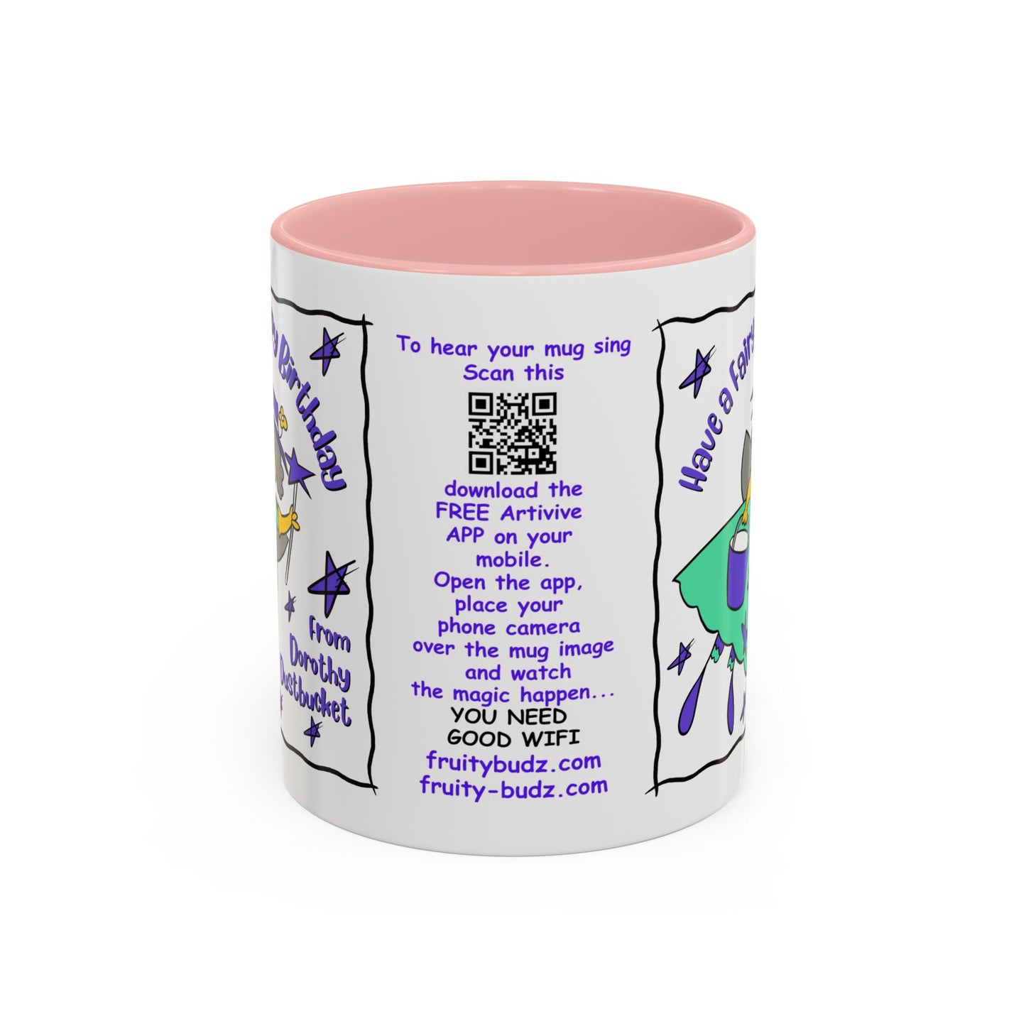 Singing Kids Birthday Mug with Augmented Reality β Dorothy DustBucket Birthday Fairy Mug Aesthetic White Mug Lover Kids Gift accent Coffee Mug (11, 15oz)