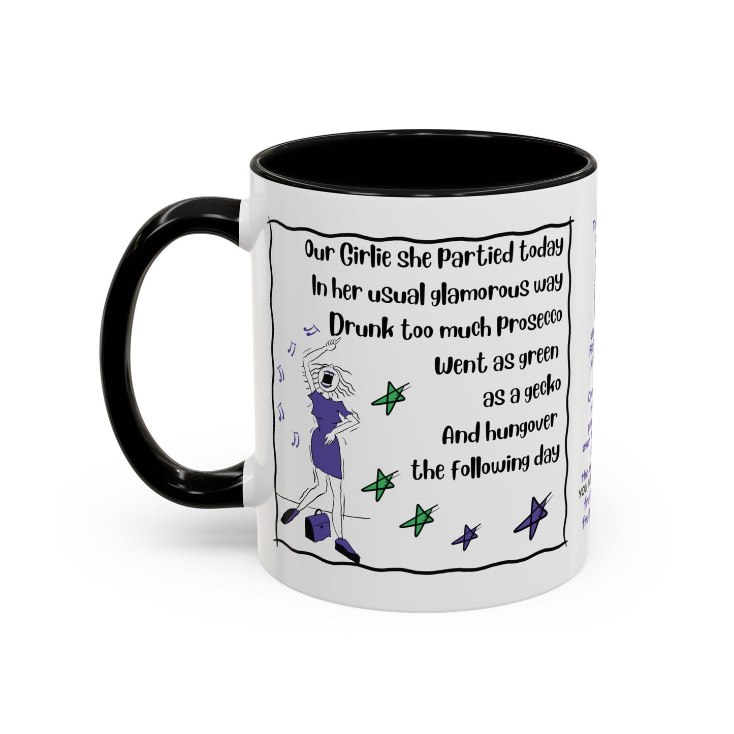 Talking Funny Mug Funny Prosecco Lover Mug Limerick Girlie Mug Funny Animating Mug Handmade Ceramic Coffee Mug girl Christmas gift accent Coffee Mug (11, 15oz)