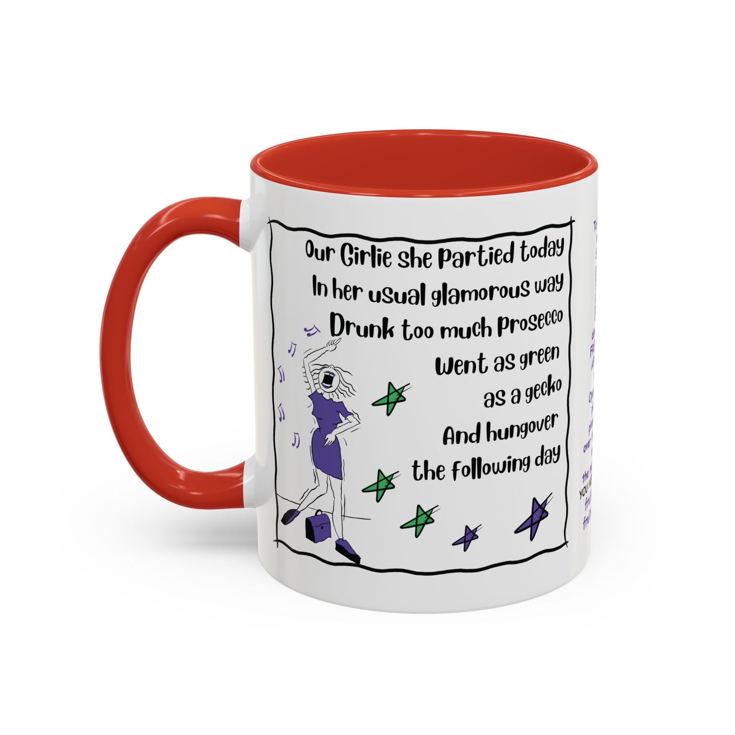 Talking Funny Mug Funny Prosecco Lover Mug Limerick Girlie Mug Funny Animating Mug Handmade Ceramic Coffee Mug girl Christmas gift accent Coffee Mug (11, 15oz)