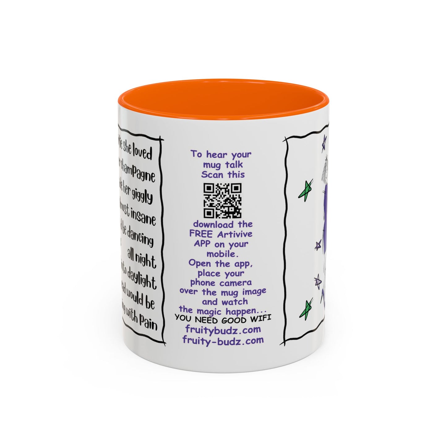 Talking Animated Champagne Mug Champagne Lover Mug White Girlie Mug Funny Limerick Mug Handmade Ceramic Coffee Lover Mug accent Coffee Mug (11, 15oz)