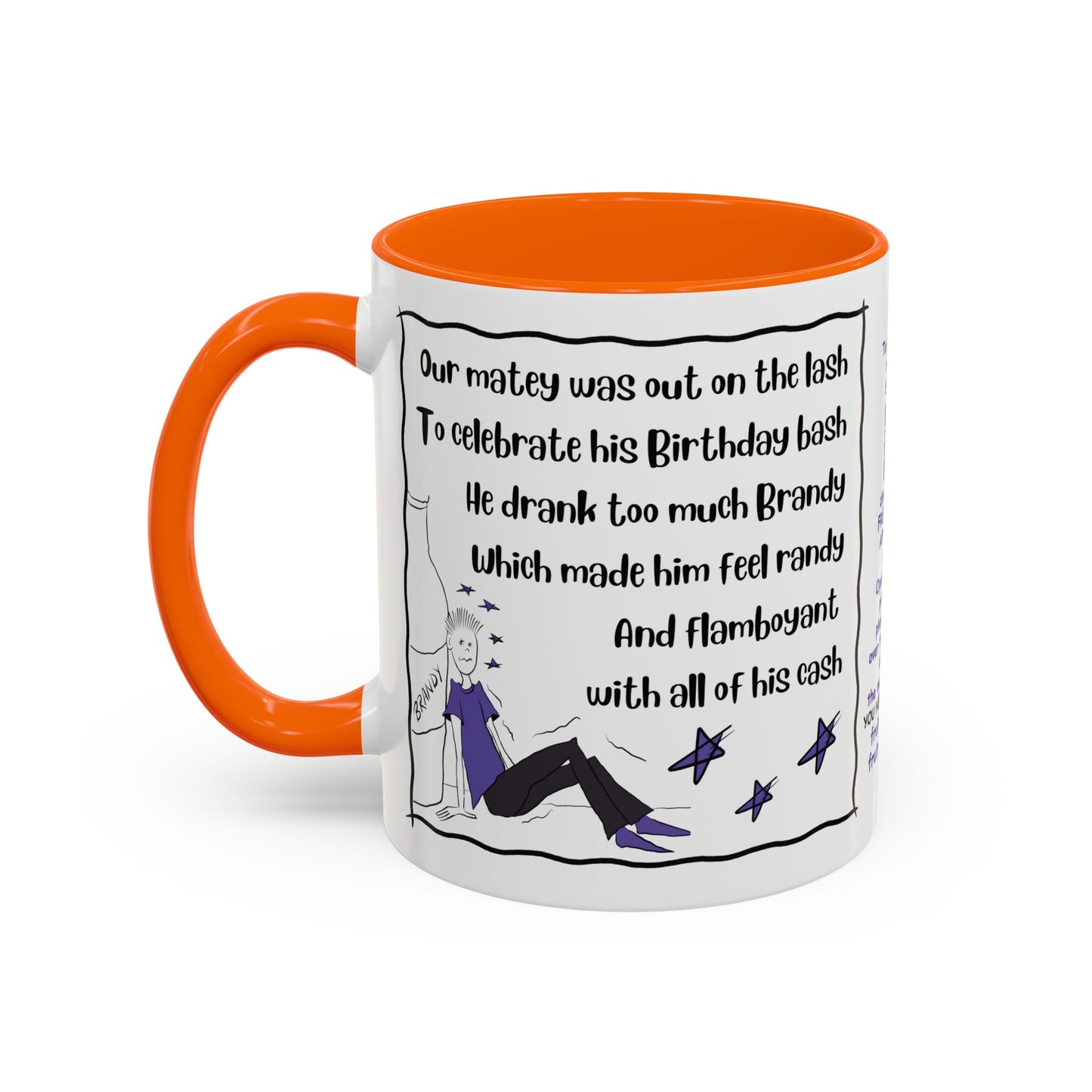Unique mug Rhyming Talking Birthday mug Brandy Lover Mug Funny Birthday mug  limerick Brandy Mug Christmas Gift Brandy Lover MugCopy of Accent Coffee Mug (11, 15oz)