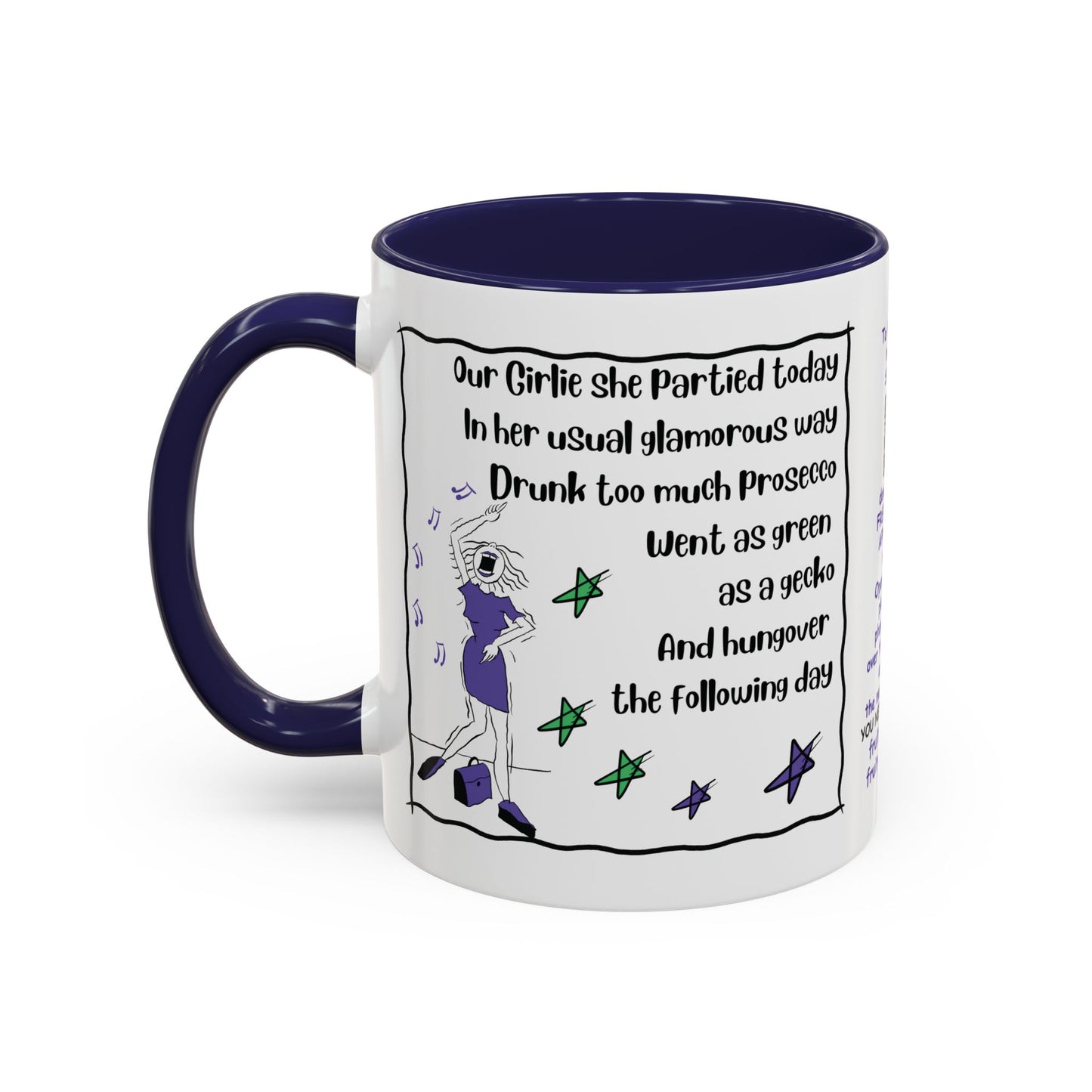Talking Funny Mug Funny Prosecco Lover Mug Limerick Girlie Mug Funny Animating Mug Handmade Ceramic Coffee Mug girl Christmas gift accent Coffee Mug (11, 15oz)