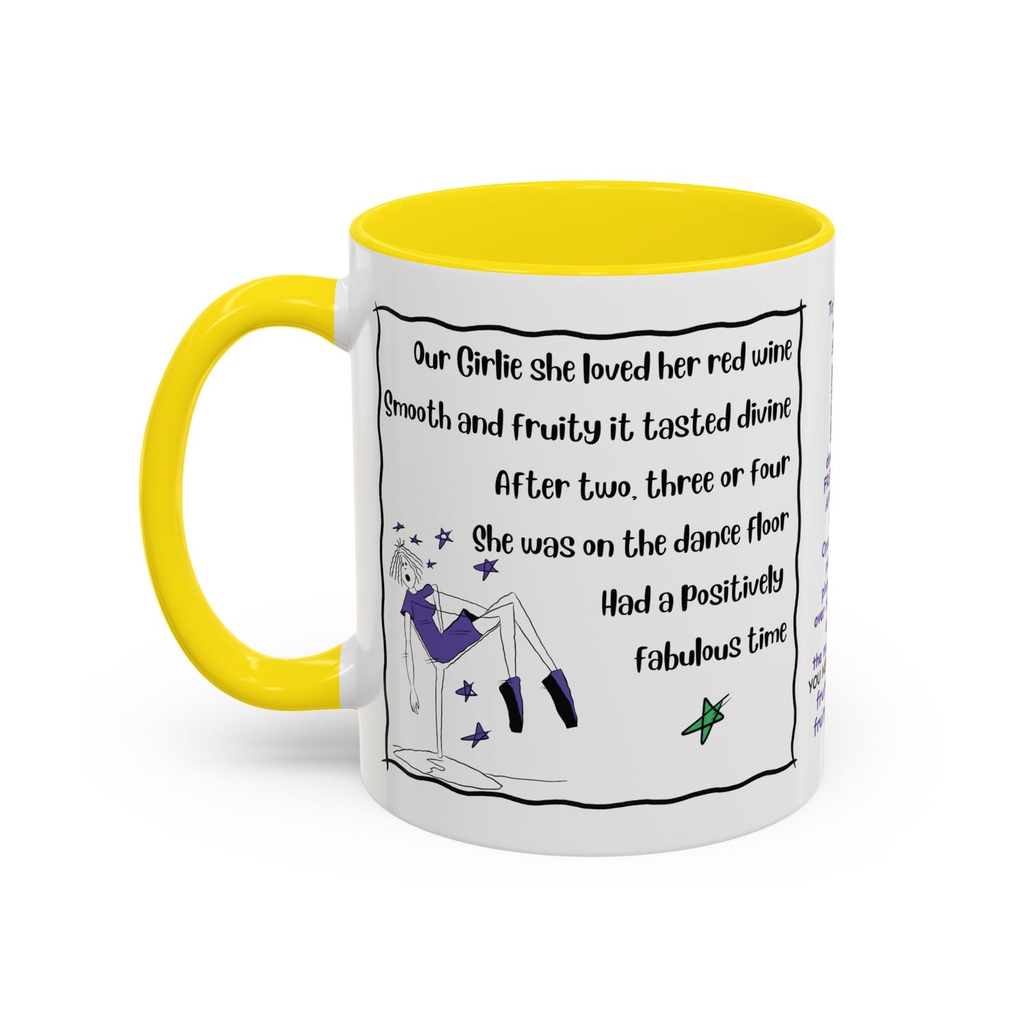 Talking Animated Funny Wine Mug Red Wine Lover Mug Girl Coffee Mug Handmade Ceramic Coffee Mug White Coffee Mug Christmas gift Limerick mug accent Coffee Mug (11, 15oz)