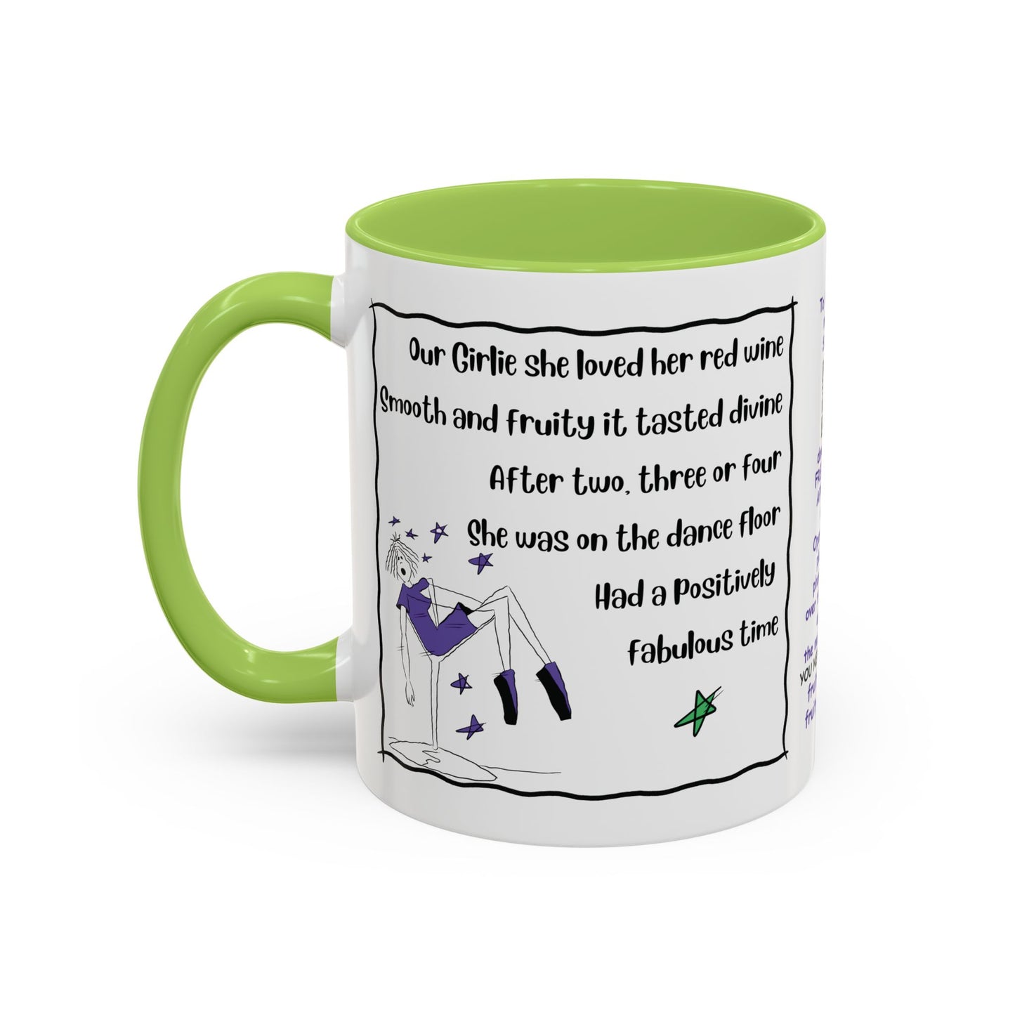 Talking Animated Funny Wine Mug Red Wine Lover Mug Girl Coffee Mug Handmade Ceramic Coffee Mug White Coffee Mug Christmas gift Limerick mug accent Coffee Mug (11, 15oz)