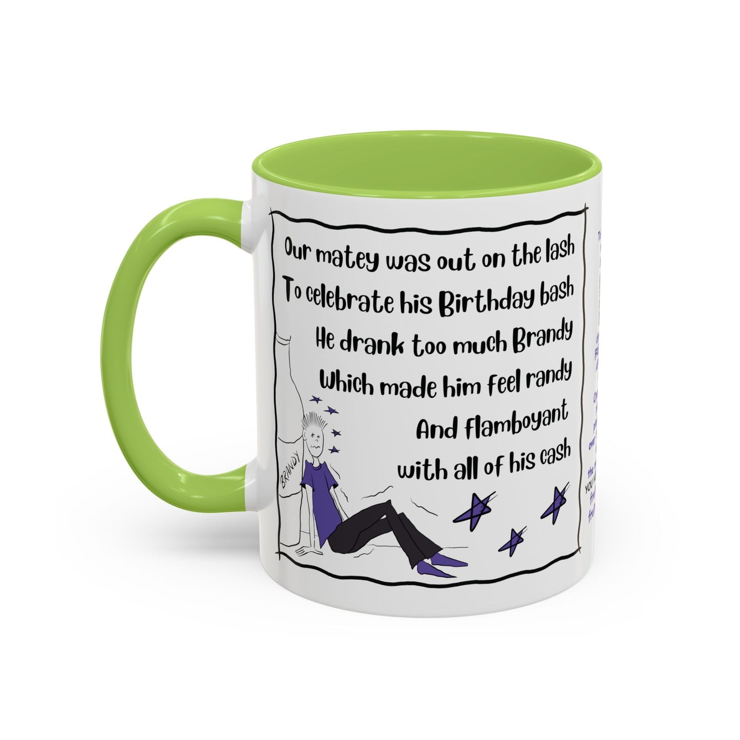 Unique mug Rhyming Talking Birthday mug Brandy Lover Mug Funny Birthday mug  limerick Brandy Mug Christmas Gift Brandy Lover MugCopy of Accent Coffee Mug (11, 15oz)
