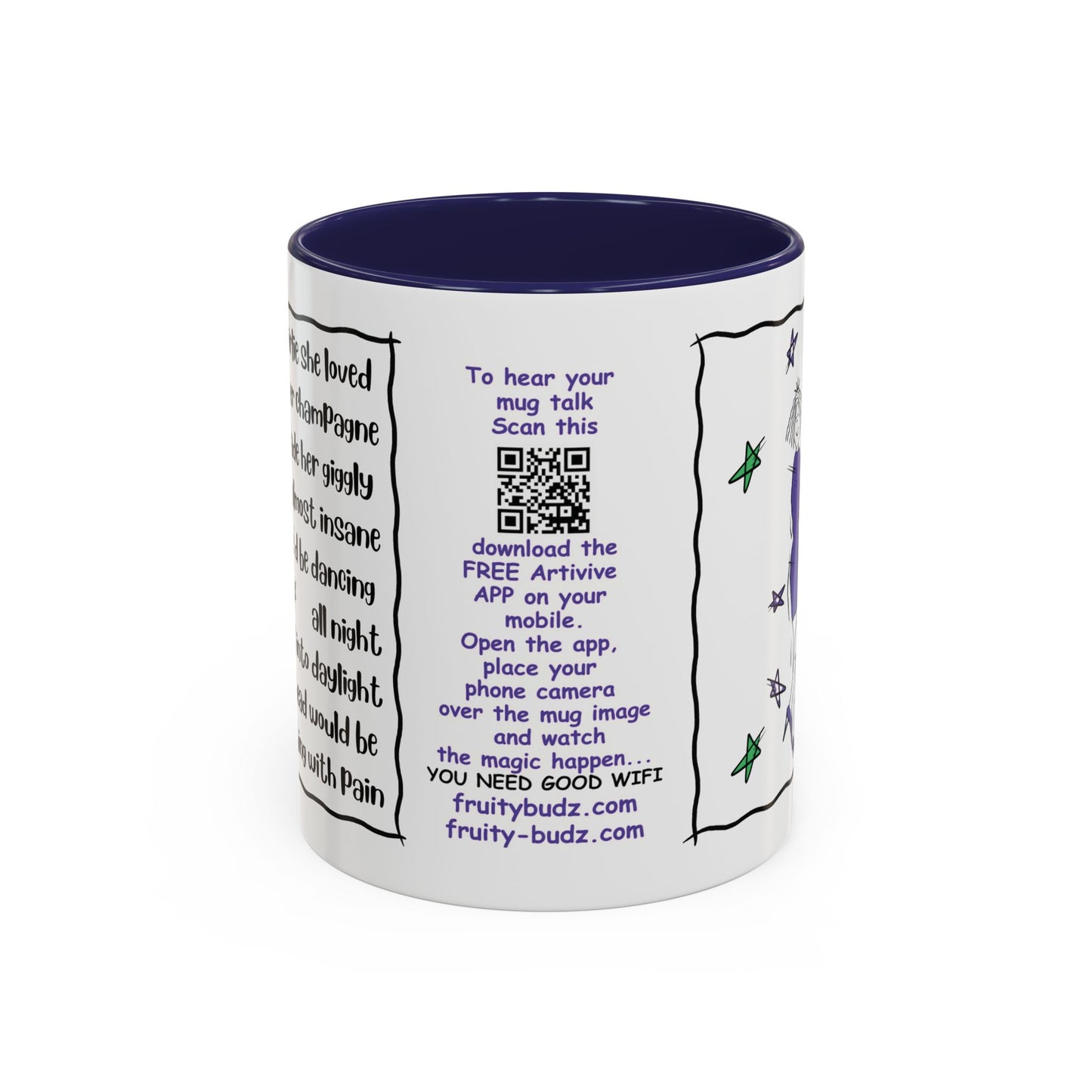 Talking Animated Champagne Mug Champagne Lover Mug White Girlie Mug Funny Limerick Mug Handmade Ceramic Coffee Lover Mug accent Coffee Mug (11, 15oz)