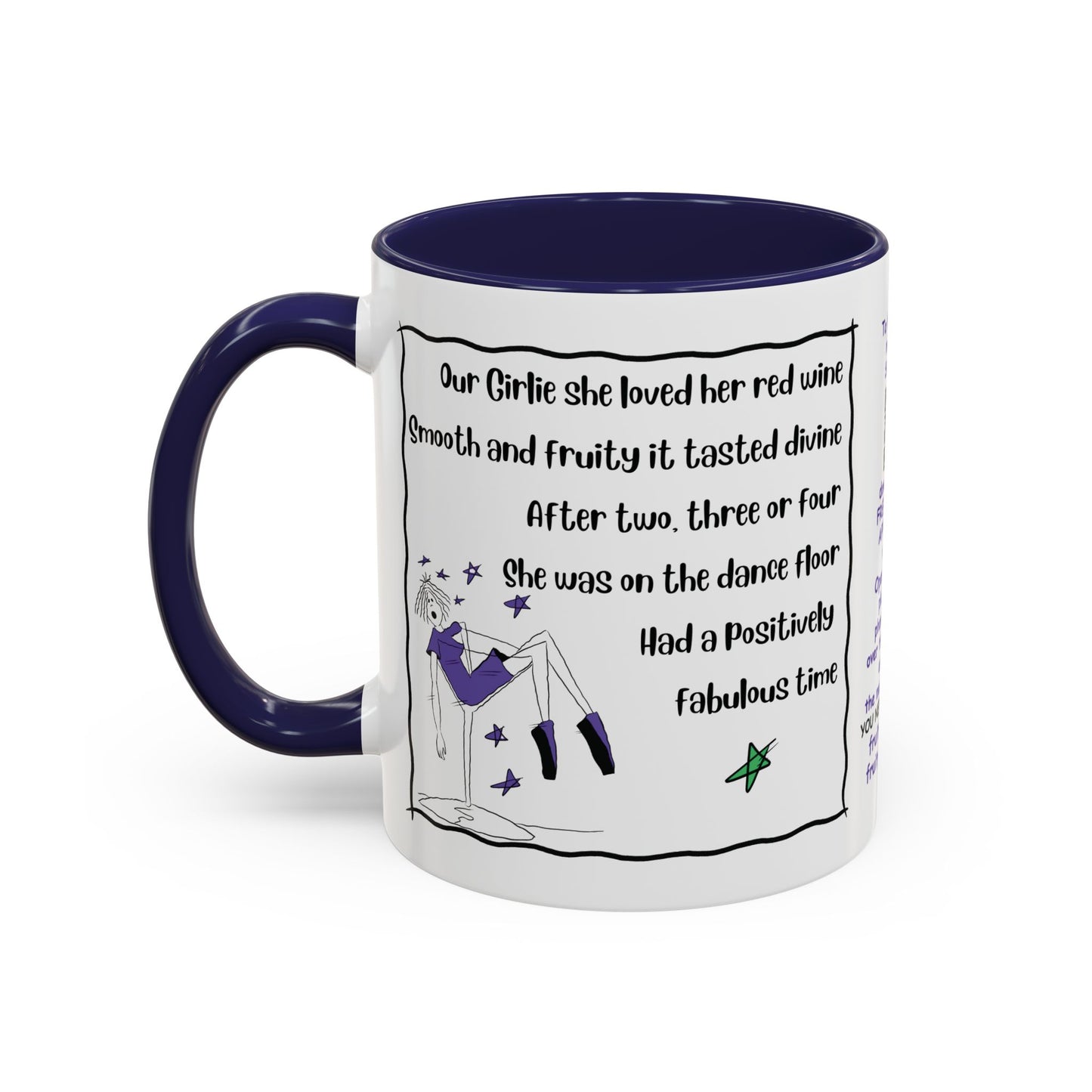 Talking Animated Funny Wine Mug Red Wine Lover Mug Girl Coffee Mug Handmade Ceramic Coffee Mug White Coffee Mug Christmas gift Limerick mug accent Coffee Mug (11, 15oz)