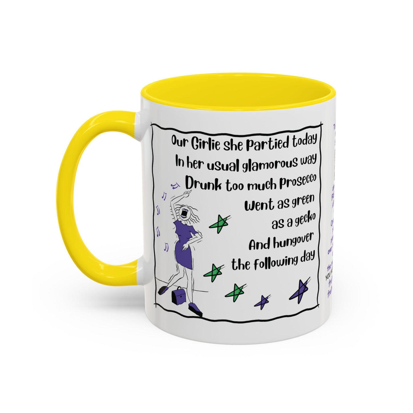 Talking Funny Mug Funny Prosecco Lover Mug Limerick Girlie Mug Funny Animating Mug Handmade Ceramic Coffee Mug girl Christmas gift accent Coffee Mug (11, 15oz)