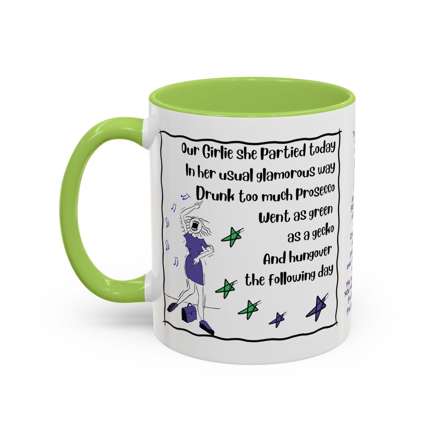 Talking Funny Mug Funny Prosecco Lover Mug Limerick Girlie Mug Funny Animating Mug Handmade Ceramic Coffee Mug girl Christmas gift accent Coffee Mug (11, 15oz)