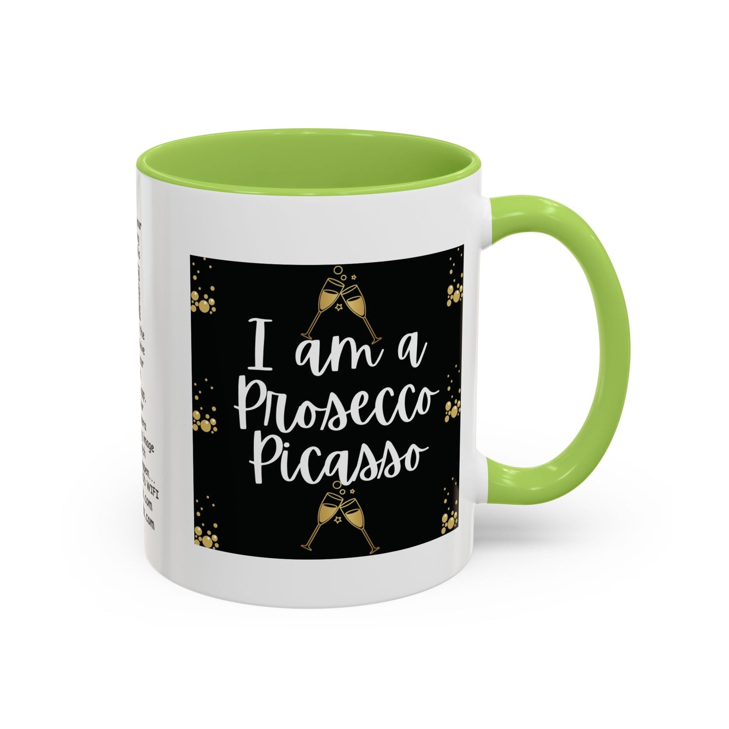 Talking Funny Mug Funny Prosecco Picasso Lover Mug Limerick Girlie Mug Funny Animating Mug Handmade Ceramic Coffee Mug girl Christmas gift accent Coffee Mug (11, 15oz)