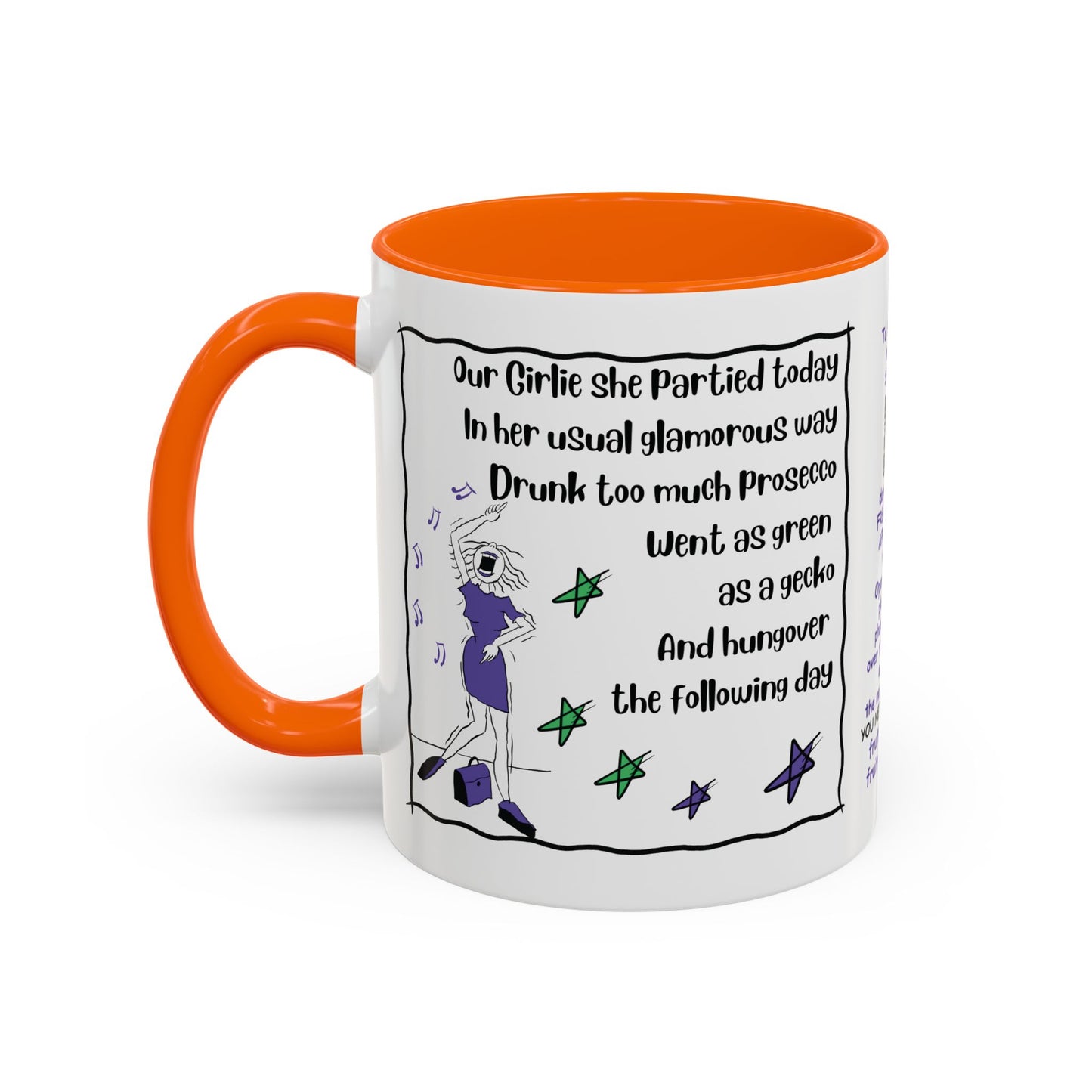 Talking Funny Mug Funny Prosecco Lover Mug Limerick Girlie Mug Funny Animating Mug Handmade Ceramic Coffee Mug girl Christmas gift accent Coffee Mug (11, 15oz)