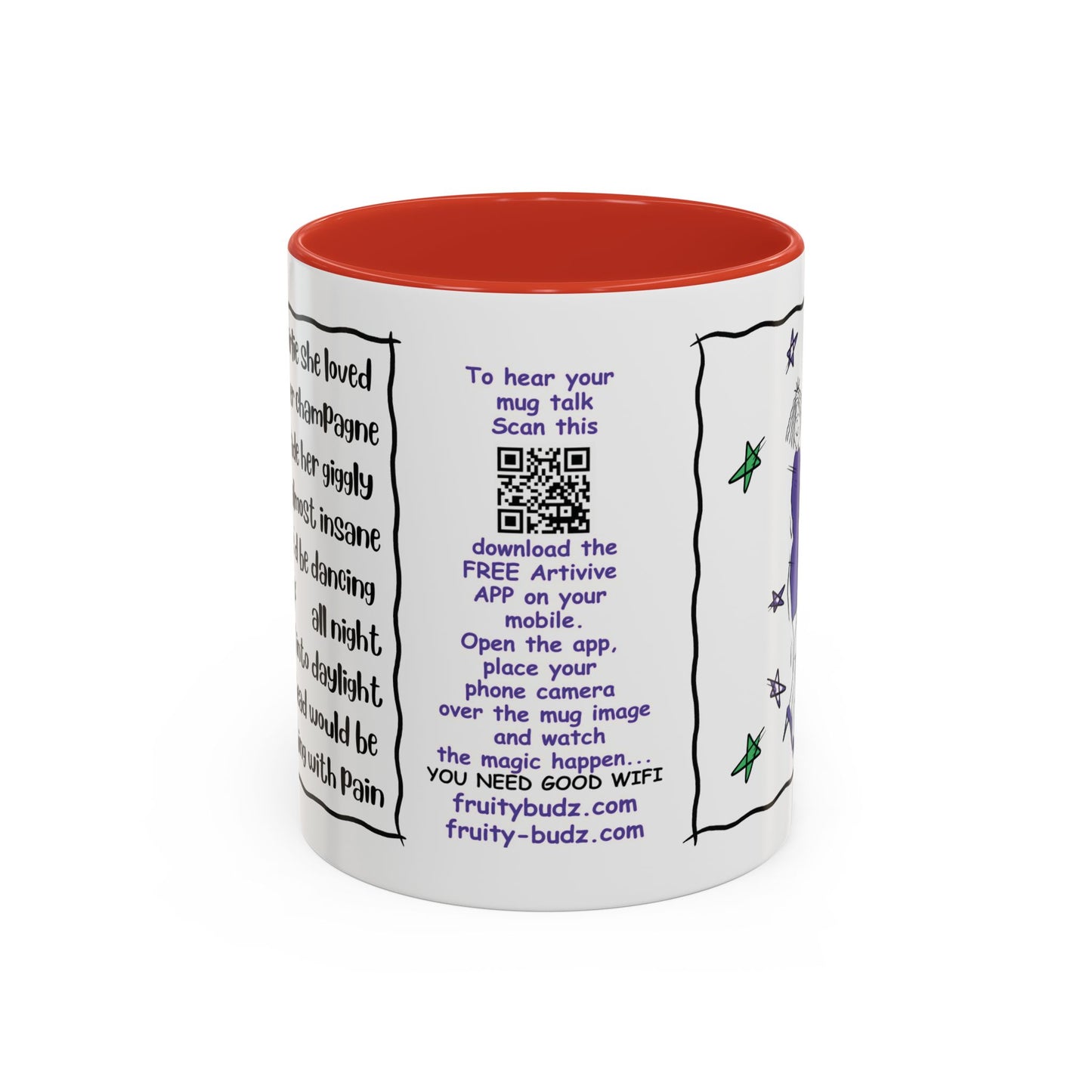 Talking Animated Champagne Mug Champagne Lover Mug White Girlie Mug Funny Limerick Mug Handmade Ceramic Coffee Lover Mug accent Coffee Mug (11, 15oz)