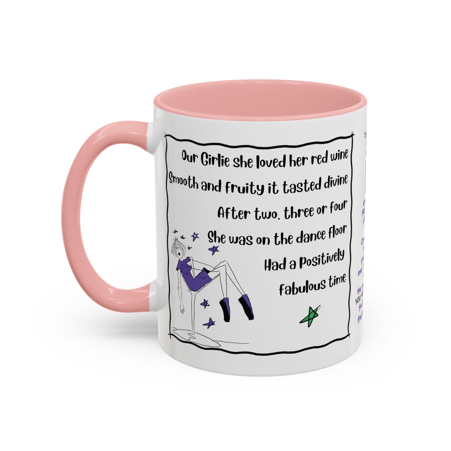 Talking Animated Funny Wine Mug Red Wine Lover Mug Girl Coffee Mug Handmade Ceramic Coffee Mug White Coffee Mug Christmas gift Limerick mug accent Coffee Mug (11, 15oz)