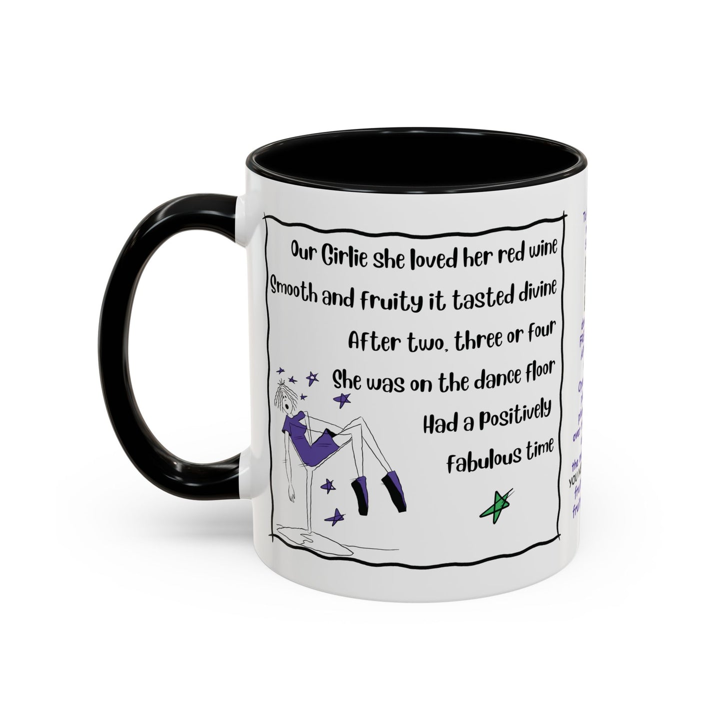 Talking Animated Funny Wine Mug Red Wine Lover Mug Girl Coffee Mug Handmade Ceramic Coffee Mug White Coffee Mug Christmas gift Limerick mug accent Coffee Mug (11, 15oz)