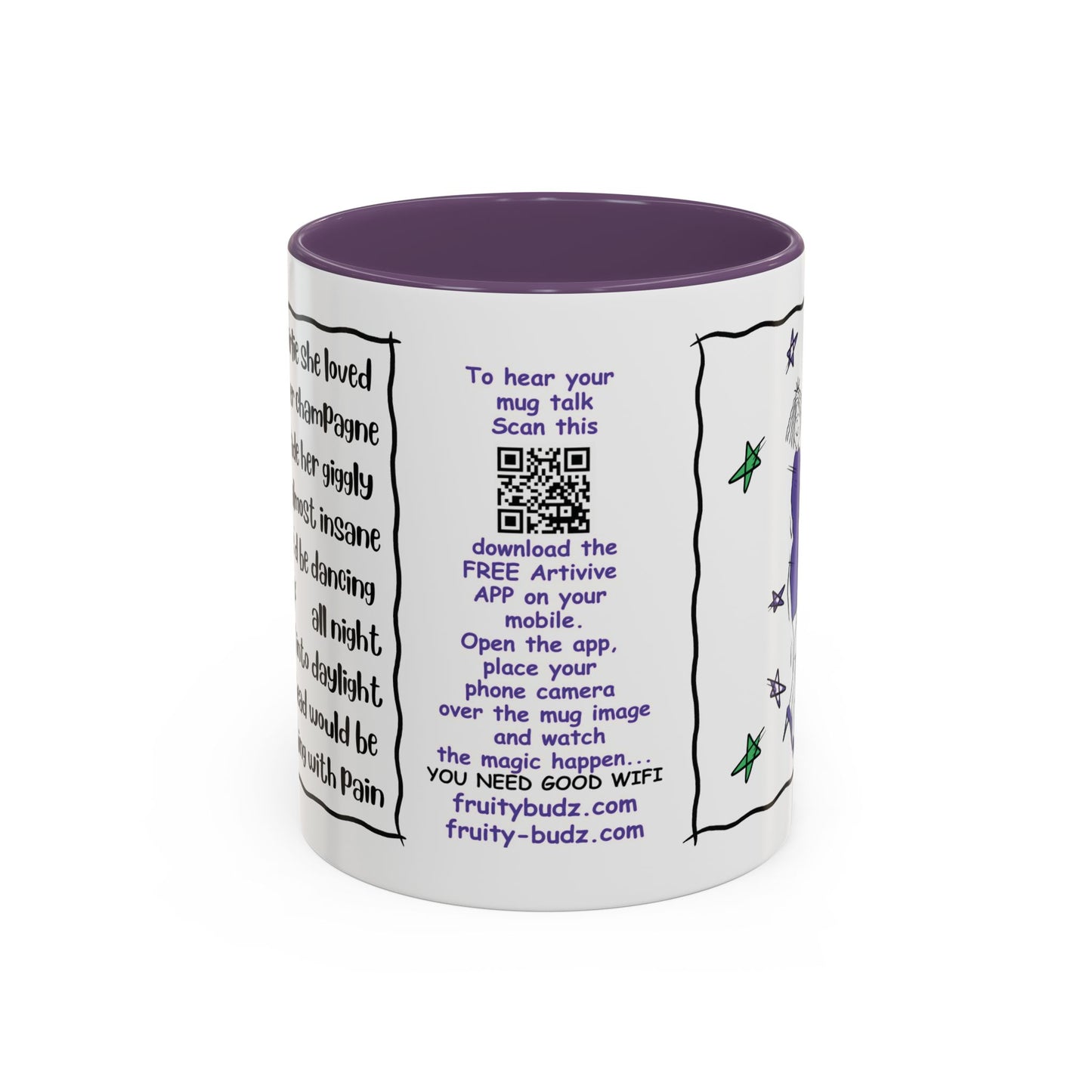 Talking Animated Champagne Mug Champagne Lover Mug White Girlie Mug Funny Limerick Mug Handmade Ceramic Coffee Lover Mug accent Coffee Mug (11, 15oz)