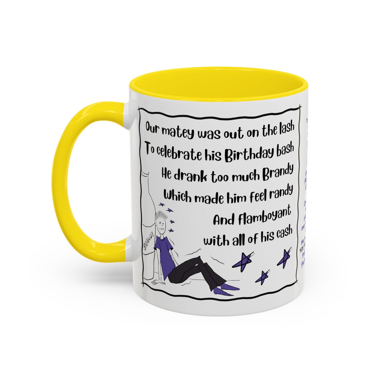 Unique mug Rhyming Talking Birthday mug Brandy Lover Mug Funny Birthday mug  limerick Brandy Mug Christmas Gift Brandy Lover MugCopy of Accent Coffee Mug (11, 15oz)
