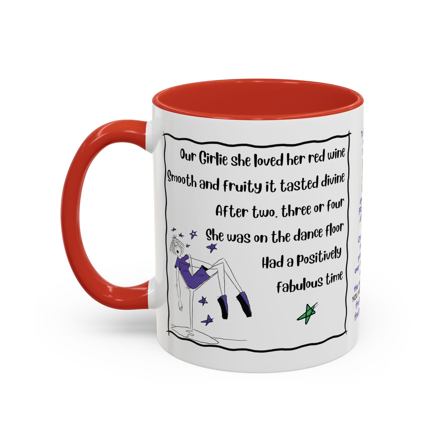 Talking Animated Funny Wine Mug Red Wine Lover Mug Girl Coffee Mug Handmade Ceramic Coffee Mug White Coffee Mug Christmas gift Limerick mug accent Coffee Mug (11, 15oz)