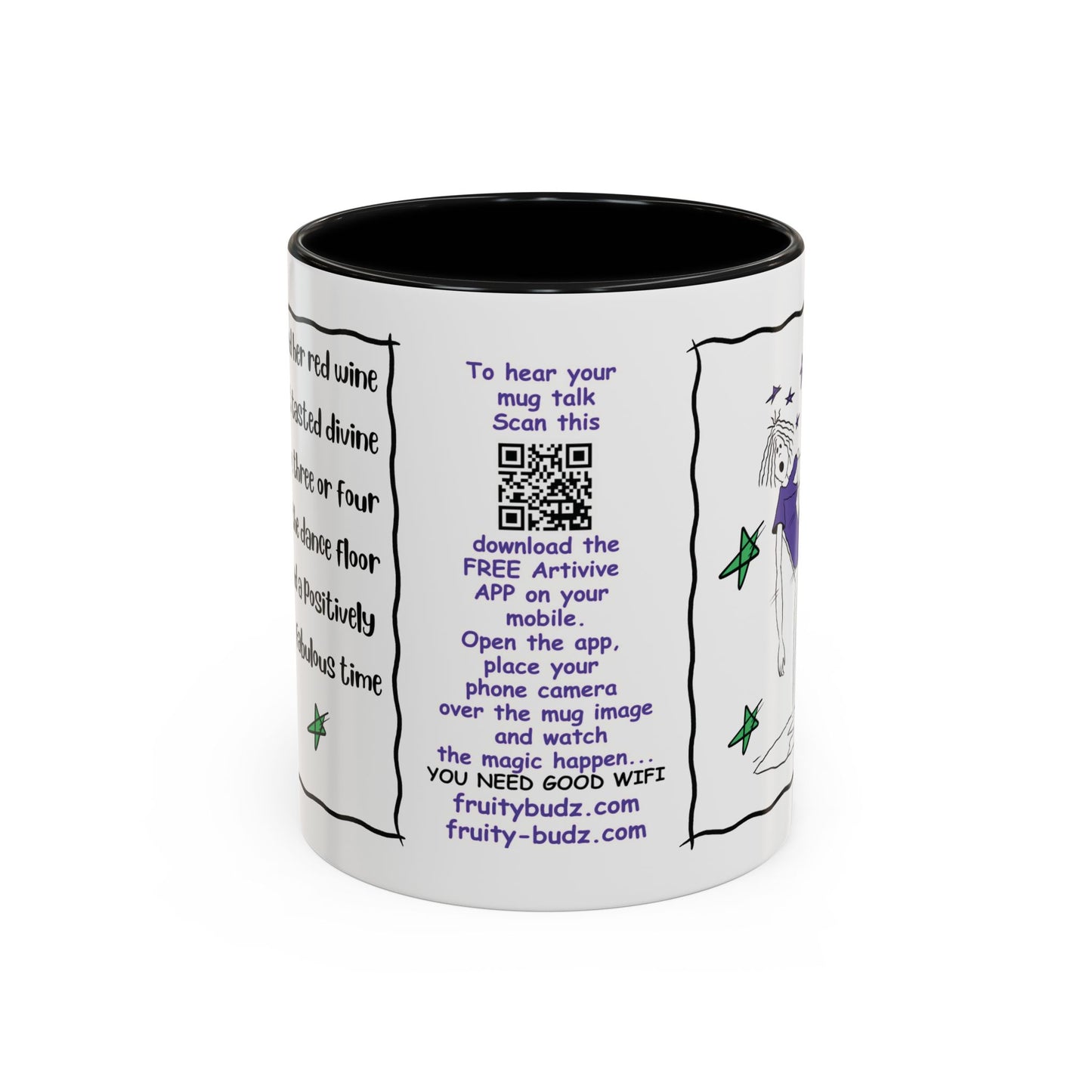 Talking Animated Funny Wine Mug Red Wine Lover Mug Girl Coffee Mug Handmade Ceramic Coffee Mug White Coffee Mug Christmas gift Limerick mug accent Coffee Mug (11, 15oz)