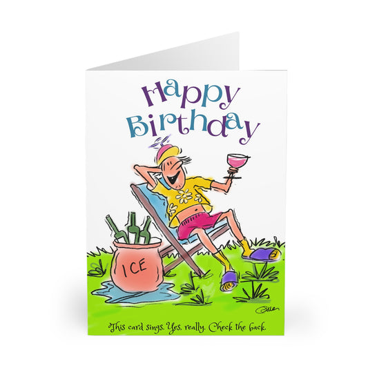 Funny Singing Happy Birthday Cards – Augmented Reality Animation – Pack of 5 for Best Friend, Mate Lad Booze up Beer- Greeting Cards (5 Pack)