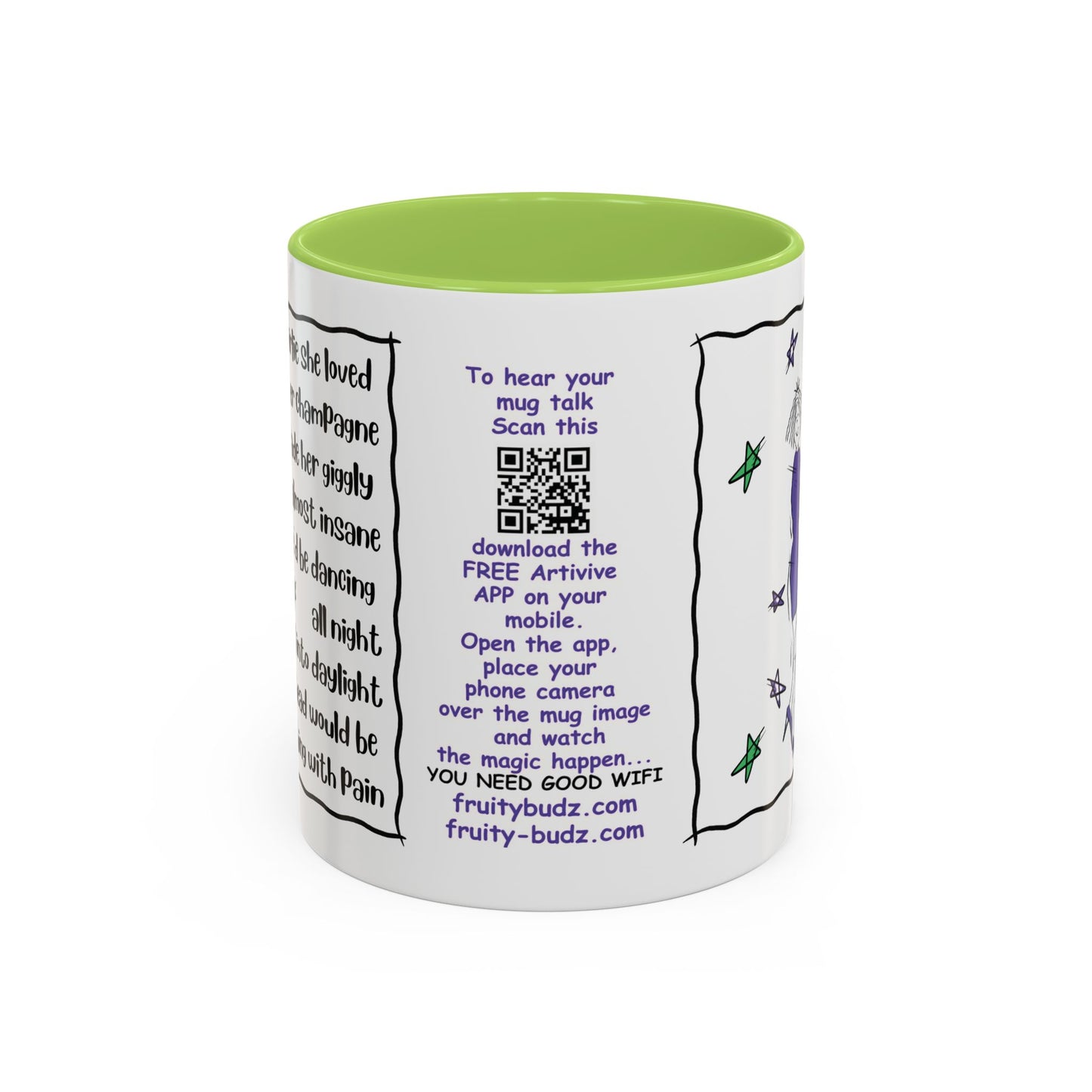 Talking Animated Champagne Mug Champagne Lover Mug White Girlie Mug Funny Limerick Mug Handmade Ceramic Coffee Lover Mug accent Coffee Mug (11, 15oz)
